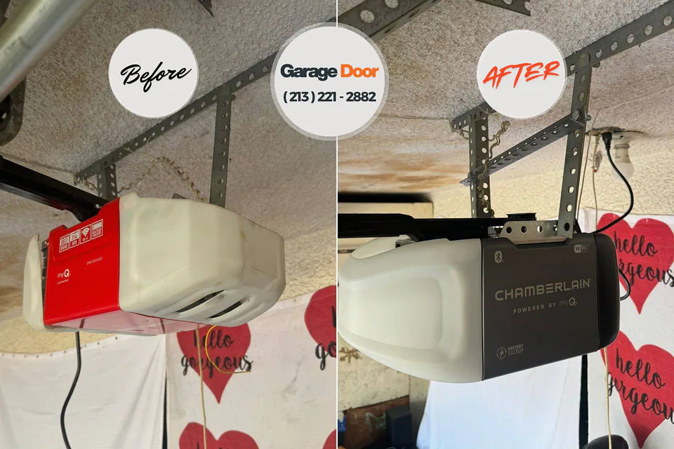 Before and after: garage door opener repair Westfield Center, OH